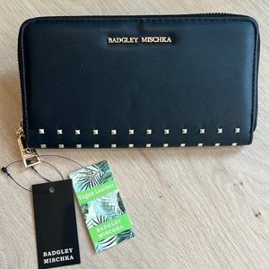 NWT Badgley Mischka Studded Leather Wallet